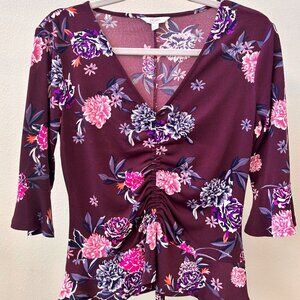 Y2K Phoebe Buffay Bell Sleeve Burgundy Floral Fairy Grunge Whimsygoth Small